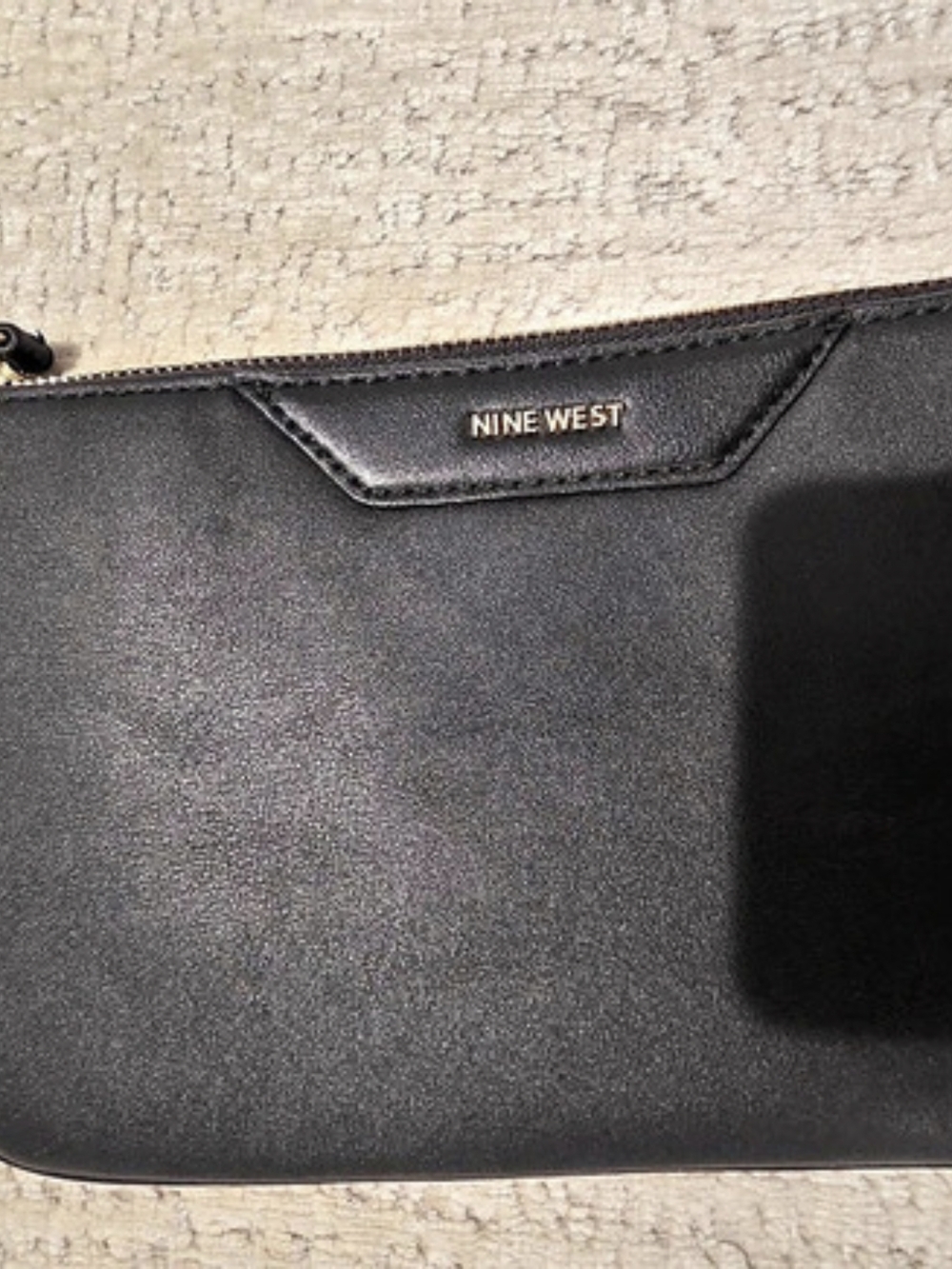 Nine West Black Wristlet Clutch Gold Hardware NWOT 9x6
